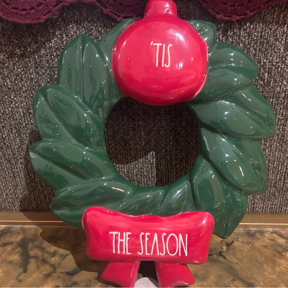 Rae Dunn Green and Red Holiday Wreath